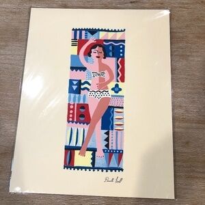 Nwt Anthropologie Beach Party Series Print, Bather, Artist Danielle Kroll